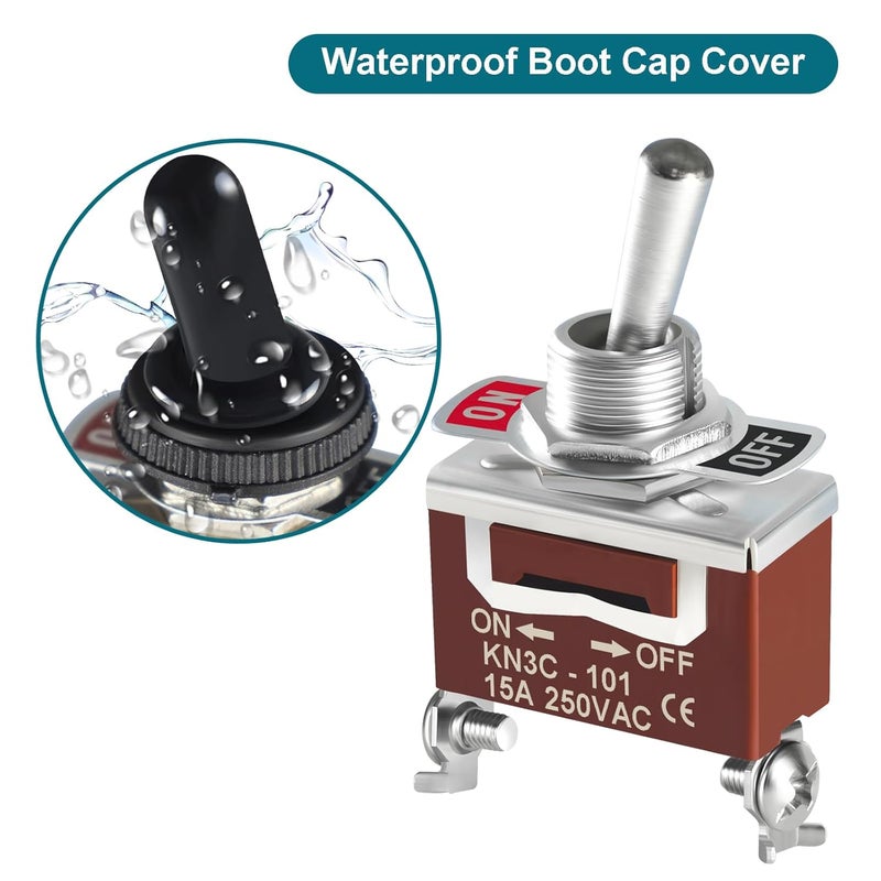 QIATOL Toggle Switch 12v DC 30A, 2Pack 2Pin SPST ON Off Switch with Waterproof Boot Cap Cover for Auto Car Marine Boat. - Image 3